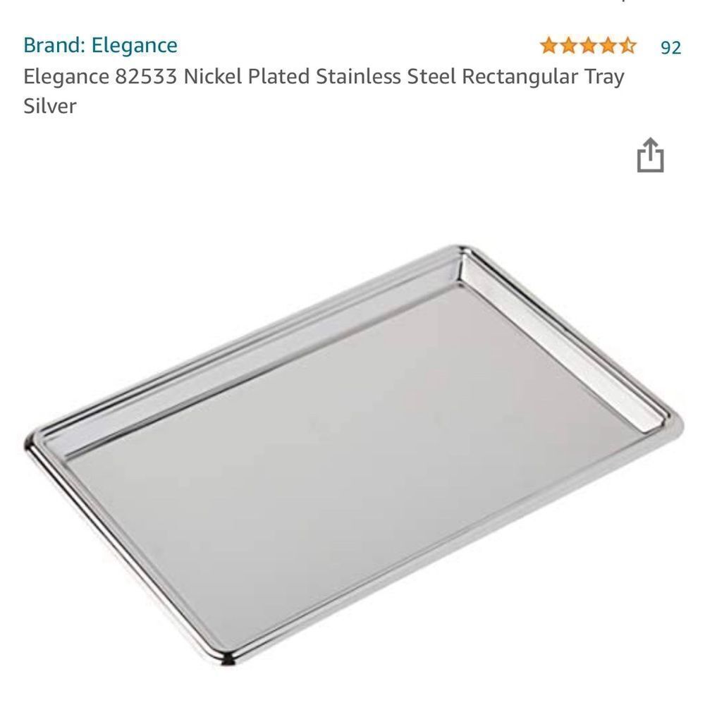Elegance 82533 Nickel Plated Stainless Steel Rectangular Tray Silver